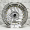 RIN 15X8 4-100/114.3 R1 SPORT DX643 SILVER MACHINE LIP GOLD RIVETS ET10 CB73.1